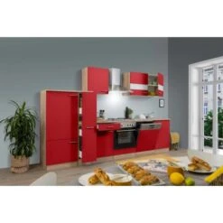 Respekta Küchenzeile Ohne E-Geräte 310 Cm Rot-Eiche Sägerau