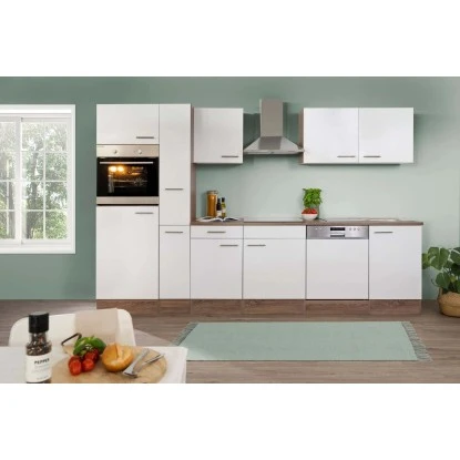 Respekta Küchenzeile Ohne E-Geräte 310 Cm Weiß Seidengl.-Eiche York 3 Respekta Küchenzeile Ohne E-Geräte 310 Cm Weiß Seidengl.-Eiche York