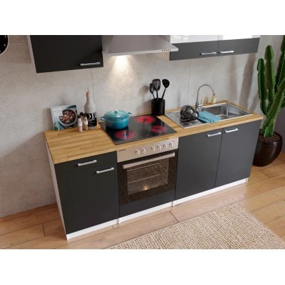 Respekta Küchenzeile KB210WGC 210 Cm Grau-Weiß 6 Respekta Küchenzeile KB210WGC 210 Cm Grau-Weiß – Bild 4