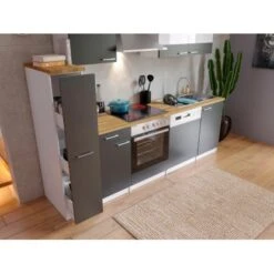 Respekta Küchenzeile KB250WGC 250 Cm Grau-Weiß -KüchenTraum 7203 4384 neu KB250WGCG 03