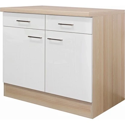 Flex-Well Exclusiv Unterschrank Abaco 100 Cm Perlmutt Glänzend-Akazie 3 Flex-Well Exclusiv Unterschrank Abaco 100 Cm Perlmutt Glänzend-Akazie