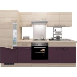 Flex-Well Exclusiv Küchenzeile Focus 270 Cm Akazie Nachbildung Aubergine