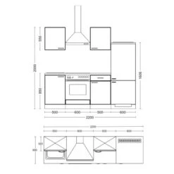 Flex-Well Exclusiv Küchenzeile Vintea 220 Cm Magnolia Matt-Lancelot Oak -KüchenTraum 7418759 VM 01