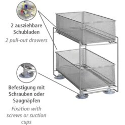 Wenko Schubladenregal 2 Etagen Metall Silber -KüchenTraum 746248 1068 02