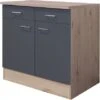 Flex-Well Exclusiv Unterschrank Morena 80 Cm Basaltgrau Matt - San Remo Eiche -KüchenTraum 756480 4051 us80morena