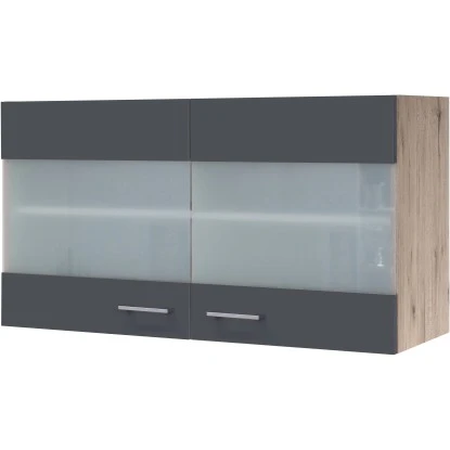 Flex-Well Exclusiv Glas-Oberschrank Morena 100 Cm Basaltgrau Matt-San Remo Eiche 3 Flex-Well Exclusiv Glas-Oberschrank Morena 100 Cm Basaltgrau Matt-San Remo Eiche