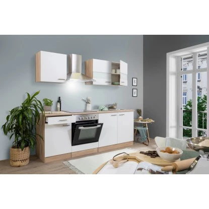 Respekta Küchenzeile KB210ESWC 210 Cm Weiß-Eiche Sägerau Nachbildung 3 Respekta Küchenzeile KB210ESWC 210 Cm Weiß-Eiche Sägerau Nachbildung