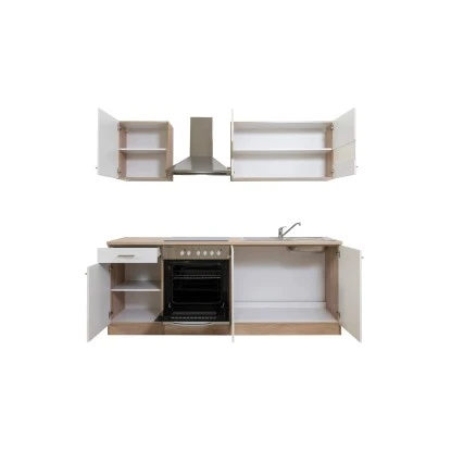 Respekta Küchenzeile KB210ESWC 210 Cm Weiß-Eiche Sägerau Nachbildung 6 Respekta Küchenzeile KB210ESWC 210 Cm Weiß-Eiche Sägerau Nachbildung – Bild 4