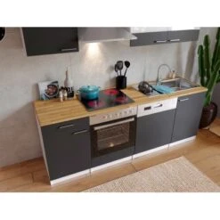 Respekta Küchenzeile KB220WGC 220 Cm Grau-Weiß -KüchenTraum 7676 4384 neu KB220WGCG 03