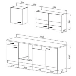 Respekta Küchenzeile KB220WGC 220 Cm Grau-Weiß -KüchenTraum 7676 4384 neu KB220WGCG 04