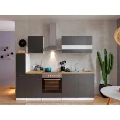 Respekta Küchenzeile KB240WGC 240 Cm Grau-Weiß 11 Respekta Küchenzeile KB240WGC 240 Cm Grau-Weiß -KüchenTraum 7682 4384 neu KB240WGCG 02