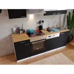 Respekta Küchenzeile KB220WSC 220 Cm Schwarz-Weiß -KüchenTraum 7684 4384 neu KB220WSCG 03