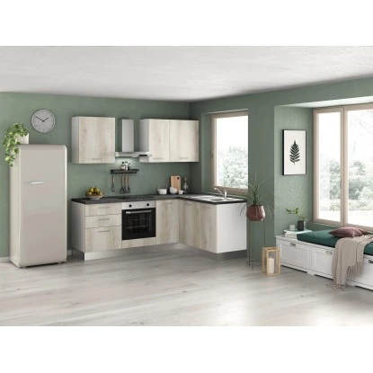 Marinelli Cucine Winkelküche Penelope 220 Cm + 165 Cm Eiche-Weiß-Steingrau 3 Marinelli Cucine Winkelküche Penelope 220 Cm + 165 Cm Eiche-Weiß-Steingrau