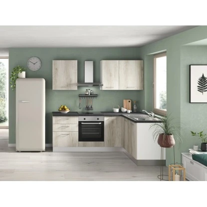 Marinelli Cucine Winkelküche Penelope 220 Cm + 165 Cm Eiche-Weiß-Steingrau 5 Marinelli Cucine Winkelküche Penelope 220 Cm + 165 Cm Eiche-Weiß-Steingrau – Bild 3