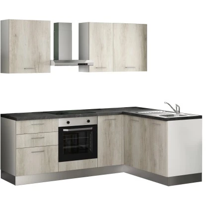 Marinelli Cucine Winkelküche Penelope 220 Cm + 165 Cm Eiche-Weiß-Steingrau 11 Marinelli Cucine Winkelküche Penelope 220 Cm + 165 Cm Eiche-Weiß-Steingrau – Bild 9