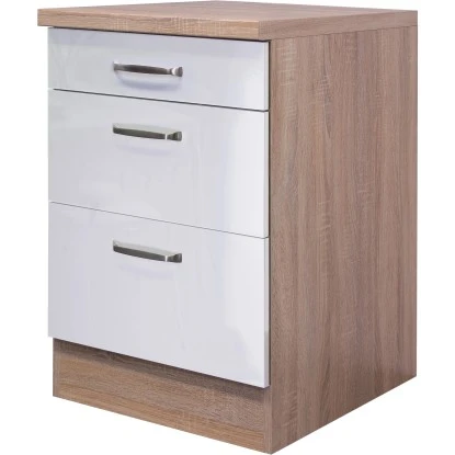 Flex-Well Exclusiv Auszugsunterschrank Valero 60 Cm Hochglanz Weiß - Sonoma Eic 3 Flex-Well Exclusiv Auszugsunterschrank Valero 60 Cm Hochglanz Weiß - Sonoma Eic