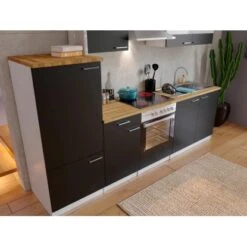 Respekta Küchenzeile KB270WSC 270 Cm Schwarz-Weiß -KüchenTraum 7768 4384 neu KB270WSCG 03