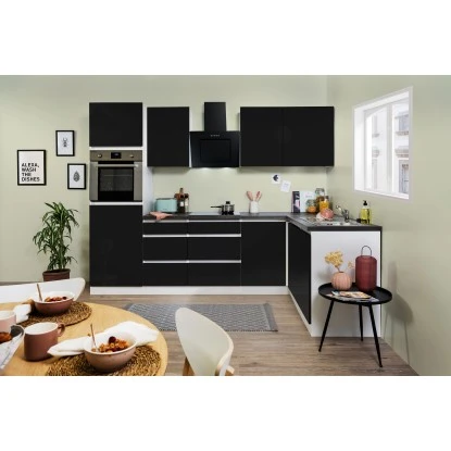 Respekta Premium Winkelküche Grifflos 280 Cm Schwarz Hochglanz-Weiß 5 Respekta Premium Winkelküche Grifflos 280 Cm Schwarz Hochglanz-Weiß – Bild 3