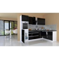 Respekta Premium Winkelküche Grifflos 280 Cm Schwarz Hochglanz-Weiß 26 Respekta Premium Winkelküche Grifflos 280 Cm Schwarz Hochglanz-Weiß -KüchenTraum 779507 4384 GLRPL280HWS 01