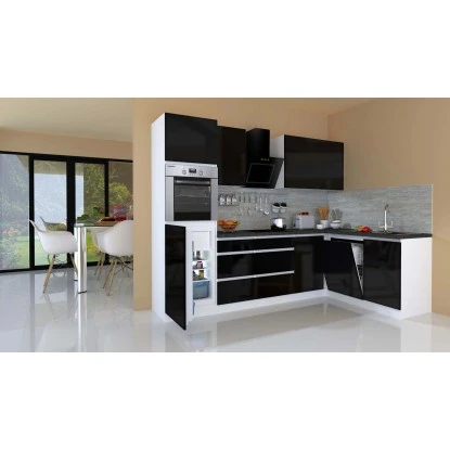 Respekta Premium Winkelküche Grifflos 280 Cm Schwarz Hochglanz-Weiß 12 Respekta Premium Winkelküche Grifflos 280 Cm Schwarz Hochglanz-Weiß – Bild 10