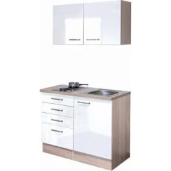 Flex-Well Exclusiv Miniküche Valero 100 Cm Hochglanz Weiß-Sonoma Eiche -KüchenTraum 800 g 100 501 000 valero 1