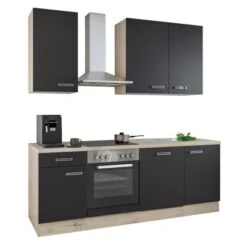 Flex-Well Küchenzeile Lara 220 Cm Anthrazit-San Remo Eiche Hell -KüchenTraum 8020539 4051 S01