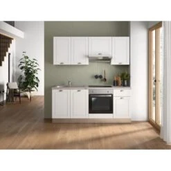 Marinelli Cucine Anastasia 195 Cm Weiß Mat-Eiche Grau