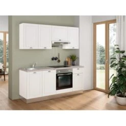 Marinelli Cucine Anastasia 195 Cm Weiß Mat-Eiche Grau -KüchenTraum 806812157945 2675 02
