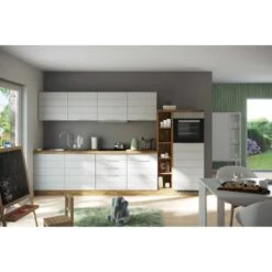 Held Möbel Küchenzeile 330 Cm Matt Weiß-Wotaneiche