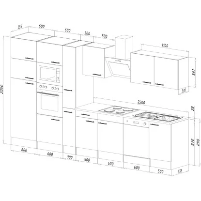 Respekta Küchenzeile Ohne E-Geräte 370 Cm Grau Seidengl.-Eiche York 6 Respekta Küchenzeile Ohne E-Geräte 370 Cm Grau Seidengl.-Eiche York – Bild 4