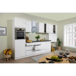 Respekta Küchenzeile GLRP370HWW Grifflos 370 Cm Weiß Hochglanz -KüchenTraum 81727 4384 122020 Seitlich