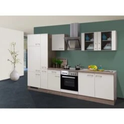 Flex-Well Exclusiv Küchenzeile Eico 300 Cm Magnolienweiß-Tennessee Eiche