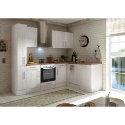 Respekta Premium Winkelküche 250 Cm Landhaus Lärche Weiß Nachbildung