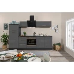 Respekta Premium Küchenzeile 270 Cm Grau Hochglanz-Eiche Grau -KüchenTraum 8284 RP270EGC Kchenzeile 2
