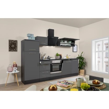 Respekta Premium Küchenzeile 280 Cm Grau Hochglanz-Eiche Grau 3 Respekta Premium Küchenzeile 280 Cm Grau Hochglanz-Eiche Grau