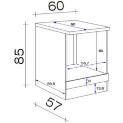 Flex-Well Herdumbauschrank Capri 60 Cm Schwarz Matt-Endgrain Oak -KüchenTraum 84070186 4051 VM HU60 28mm