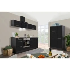 Respekta Premium Küchenzeile 300 Cm Schwarz Hochglanz-Eiche Grau -KüchenTraum 8425 RP300ESC Kchenzeile 3