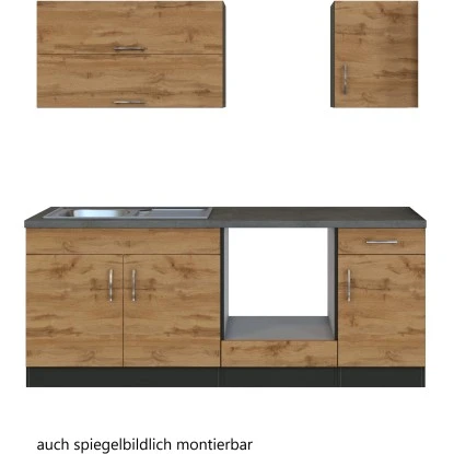 Held Möbel Küchenzeile Sorrento 210 Cm Wotaneiche-Grafit Ohne E-Geräte 5 Held Möbel Küchenzeile Sorrento 210 Cm Wotaneiche-Grafit Ohne E-Geräte – Bild 3