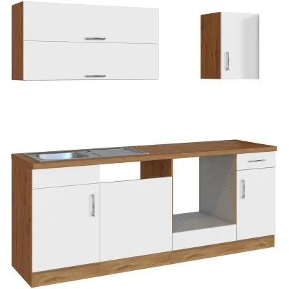 Held Möbel Küchenzeile Sorrento 210 Cm Weiß-Wotaneiche Ohne E-Geräte 4 Held Möbel Küchenzeile Sorrento 210 Cm Weiß-Wotaneiche Ohne E-Geräte – Bild 2