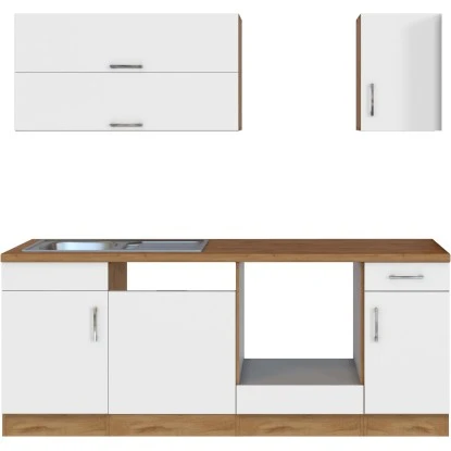 Held Möbel Küchenzeile Sorrento 210 Cm Weiß-Wotaneiche Ohne E-Geräte 5 Held Möbel Küchenzeile Sorrento 210 Cm Weiß-Wotaneiche Ohne E-Geräte – Bild 3