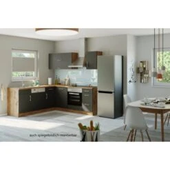 Held Möbel Küchenzeile Sorrento 210 Cm Anthrazit-Wotaneiche Ohne E-Geräte Winkel -KüchenTraum 853387 11016600 15