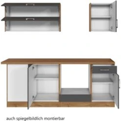 Held Möbel Küchenzeile Sorrento 210 Cm Anthrazit-Wotaneiche Ohne E-Geräte Winkel -KüchenTraum 853387 11016600 3