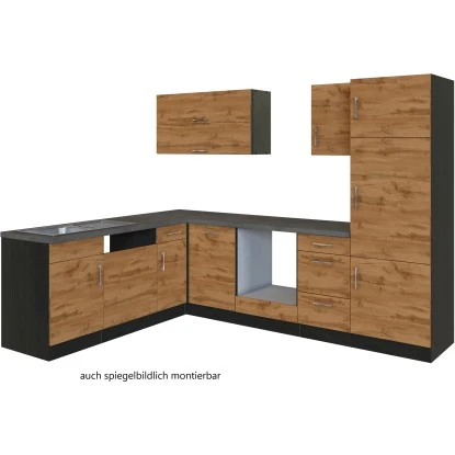 Held Möbel Küchenzeile Sorrento 210/ 270 Cm Wotaneiche-Grafit O. E-Geräte Winkel 4 Held Möbel Küchenzeile Sorrento 210/ 270 Cm Wotaneiche-Grafit O. E-Geräte Winkel – Bild 2