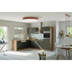 Held Möbel Küchenzeile Sorrento 210/270 Cm Anthra.-Wotaneiche O. E-Geräte Winkel