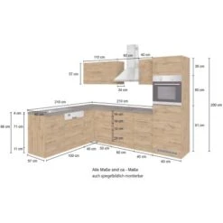 Held Möbel Küchenzeile Sorrento 210/ 270 Cm Weiß-Wotaneiche Winkel -KüchenTraum 853413 11016600 5