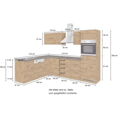 Held Möbel Küchenzeile Sorrento 210/ 270 Cm Anthrazit-Wotaneiche Winkel 8 Held Möbel Küchenzeile Sorrento 210/ 270 Cm Anthrazit-Wotaneiche Winkel – Bild 6