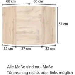 Held Möbel Eckhängeschrank Sorrento BxHxT 60 X 57 X 60 Cm Anthrazit-Wotaneiche -KüchenTraum 853756 11016600 4