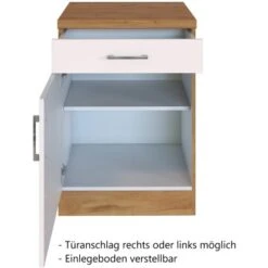 Held Möbel Unterschrank Sorrento 50 X 85 X 60 Cm Tür Schubk. + EL-B. Weiß-Wotan. -KüchenTraum 853760 11016600 2