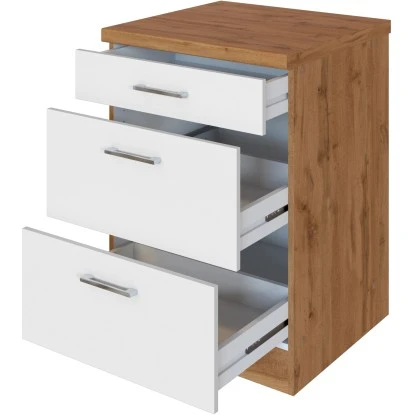 Held Möbel Auszugsschrank Sorrento 50 X 85 X 60 Cm Schubk. 2 Ausz. Weiß-Wotanei. 5 Held Möbel Auszugsschrank Sorrento 50 X 85 X 60 Cm Schubk. 2 Ausz. Weiß-Wotanei. – Bild 3
