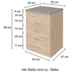 Held Möbel Auszugsschrank Sorrento 50 X 85 X 60 Cm 1 Schubk. 2 Ausz. Wotaneiche -KüchenTraum 853782 11016600 4